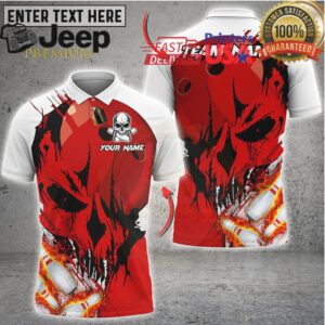 Bowling Skull Flaming Red Ball Strike Multicolor Options Personalized Name, Team Name 3D Shirt