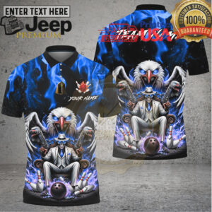Bowling Skull Mafia Eagle Bowling Strike Style Multi Options Personalized Name, Team Name Unisex 3D Shirt
