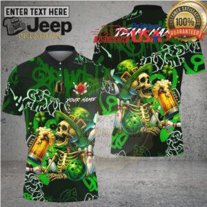 Bowling St Patrick Skeleton Beer Party Multi Options Personalized Name, Team Name Unisex 3D Shirt Bowling St Patrick Skeleton Beer Party Multi Options Personalized Name, Team Name Unisex 3D Shirt
