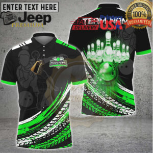 Bowling Strike Power Pins Motion Multicolor Options Personalized Name, Team Name 3D Shirt