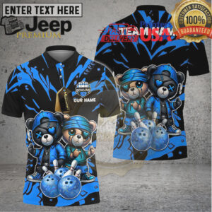 Bowling Teddy Couple Street Style Multicolor Options Personalized Name, Team Name 3D Shirt