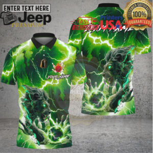 Bowling Thunder Lightning Blue Lion Beast Multi Options Personalized Name, Team Name Unisex 3D Shirt
