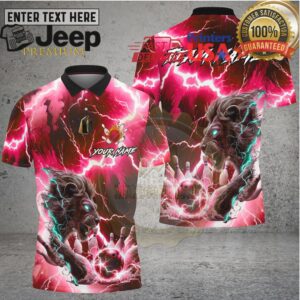 Bowling Thunder Lightning Blue Lion Beast Multi Options Personalized Name, Team Name Unisex 3D Shirt