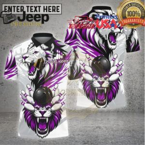 Bowling White Tiger Red Black Dynamic Design Multi Options Personalized Name, Team Name 3D Shirt