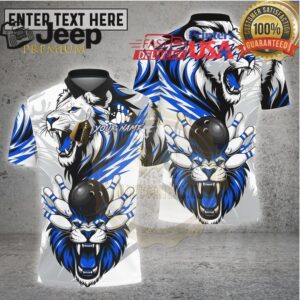 Bowling White Tiger Red Black Dynamic Design Multi Options Personalized Name, Team Name 3D Shirt