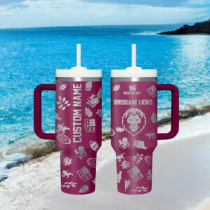 Brisbane Lions Afl Maroon Pattern Fan Tumbler Wrap