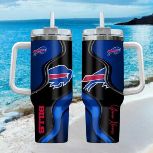 Buffalo Bills Custom Name 40oz Insulated Travel Tumbler Personalized NFL Fan Tumbler
