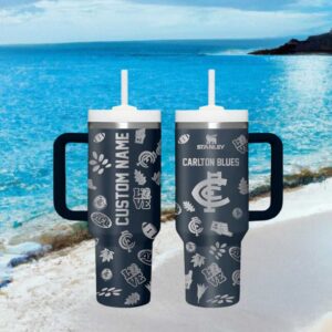 Carlton Blues Afl Navy Pattern Custom Name Tumbler Wrap