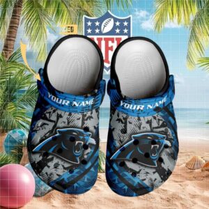 Carolina Panthers Nfl Custom Clogs Black Blue Gray