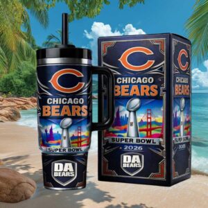 Chicago Bears DA BEARS Super Bowl 2026 40oz Stainless Steel Tumbler