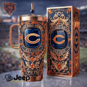 Chicago Bears Heritage Edition Jeweled Logo Tumbler Rose Gold Finish