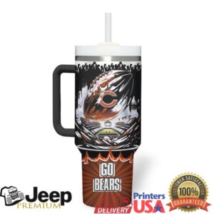 Chicago Bears Tumbler with Handle and Straw, NFL Football Travel Tumbler
