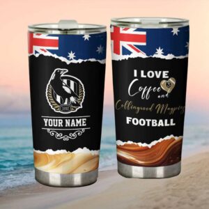 Collingwood Magpies Football I Love Coffee Australian Flag Custom Name
