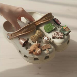 Cozy Farm Crocs with Highland Cow Charms