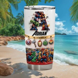 Custom Adrian Name Marvel Avengers Superhero Collection Tumbler