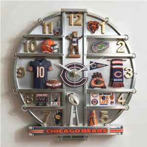 Custom Chicago Bears Fan Wall Decor Acrylic Wall Clock Custom Chicago Bears Fan Wall Decor Acrylic Wall Clock