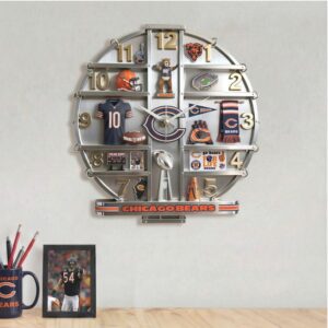 Custom Chicago Bears Fan Wall Decor Acrylic Wall Clock