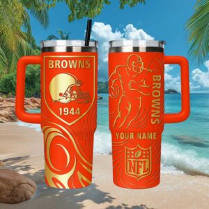 Custom Cleveland Browns 1944 Est. Orange and Gold Personalized NFL Tumbler