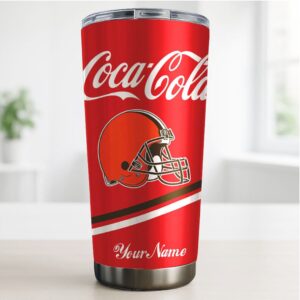 Custom Cleveland Browns x Coca Cola Stainless Steel Travel Tumbler with Name