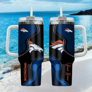 Custom Denver Broncos Blue & Orange Logo Insulated 40oz Tumbler