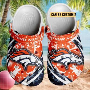 Custom Denver Broncos Nfl Clogs Orange Blue Graphics