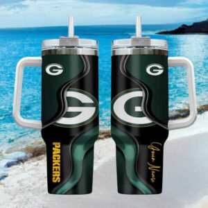Custom Green Bay Packers 40oz Insulated Tumbler Personalized Name NFL Fan Gift