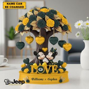 Custom Green Bay Packers Disney Mickey & Minnie Mouse LOVE Desktop Ornament