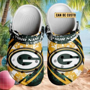 Custom Green Bay Packers Nfl Clogs Gold Green Logo
