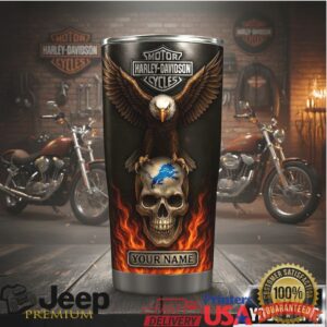 Custom Harley Davidson Flaming Skull Tumbler