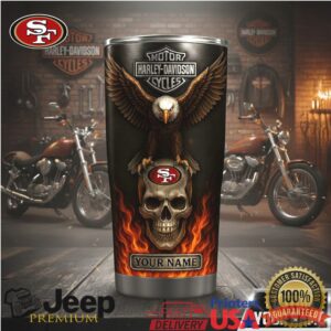 Custom Harley Davidson & San Francisco 49ers Skull Tumbler