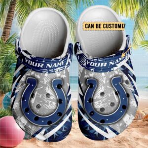 Custom Indianapolis Colts Nfl Horseshoe Clogs Blue Silver