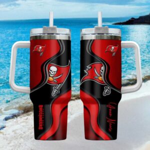 Custom Name Tampa Bay Buccaneers 40oz Insulated Travel Tumbler