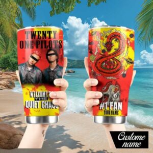 Custom Name Twenty One Pilots Quiet Chaos Fan Art 30oz Wrap Tumbler