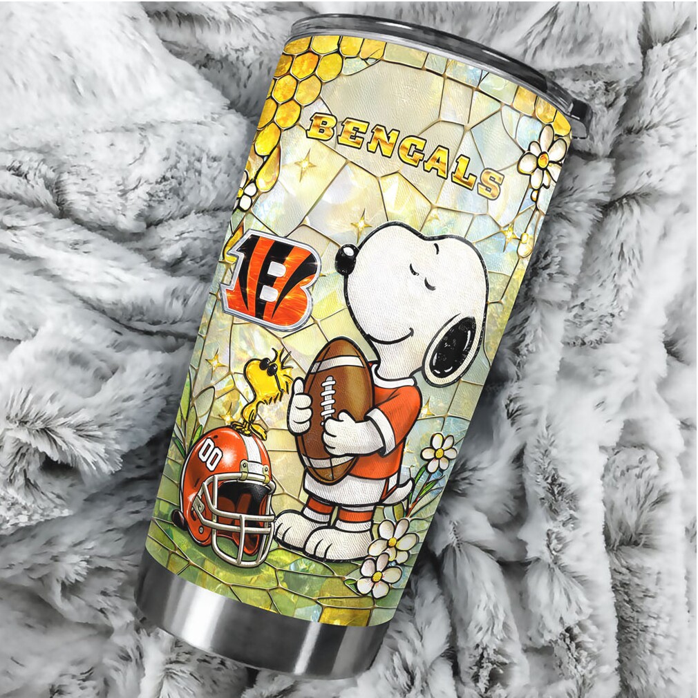 Custom Number Cincinnati Bengals Snoopy Stained Glass NFL Tumbler Custom Number Cincinnati Bengals Snoopy Stained Glass NFL Tumbler