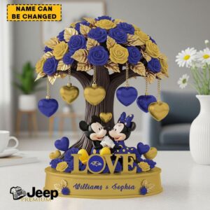 Customizable Baltimore Ravens Fan Mickey & Minnie Keepsake Desktop Ornament
