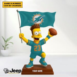 Customizable Bart Simpson Miami Dolphins Fan Desktop Ornament
