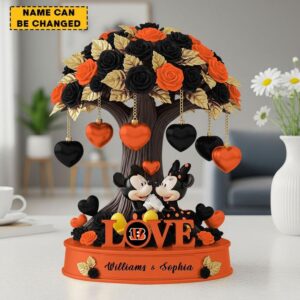Customizable Disney Mickey & Minnie Love Cincinnati Bengals Desktop Ornaments
