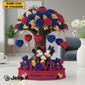Customizable Disney Mickey and Minnie Mouse Love New York Giants Desktop Ornament