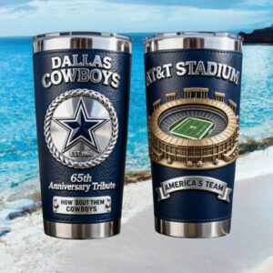 Dallas Cowboys 65th Anniversary Tribute AT&T Stadium Leather Style Tumbler