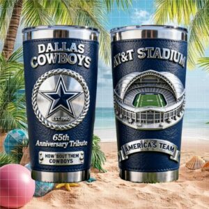 Dallas Cowboys 65th Anniversary Tribute AT&T Stadium Leather Wrap Style Tumbler
