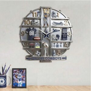 Dallas Cowboys Modern Wall Clock or Dallas Cowboys Chrome Acrylic Wall Clock