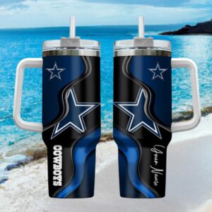 Dallas Cowboys Personalized 40oz Tumbler with Handle Custom Name NFL Gift