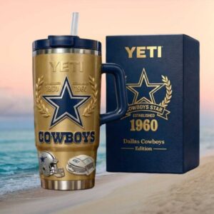 Dallas Cowboys Star Established 1960 Gold Edition YETI Style Tumbler with Box