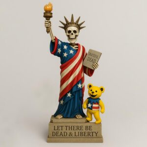 Dancing Bear and Skeleton Liberty Statue Ornament