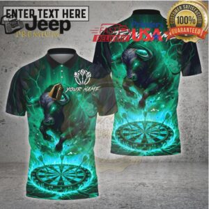 Dart Shirt Flaming Bull Dartboard Fire Theme Multi Options Personalized Name, Team Name 3D Shirt
