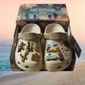 Dave Matthews Band branded Crocs clogs.