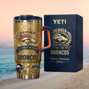Denver Broncos “25 Years at Mile High” Jubilee Edition Gold Tumbler