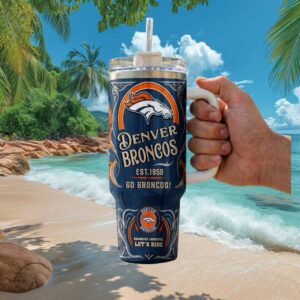 Denver Broncos 40oz Insulated Tumbler Let's Ride Vintage Bronco Country Tumbler