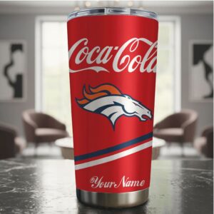 Denver Broncos x Coca Cola Personalized Name Insulated Travel Tumbler