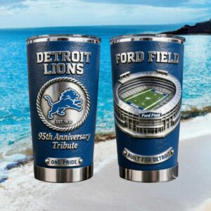 Detroit Lions 95th Anniversary Ford Field Tribute Leather Style Tumbler